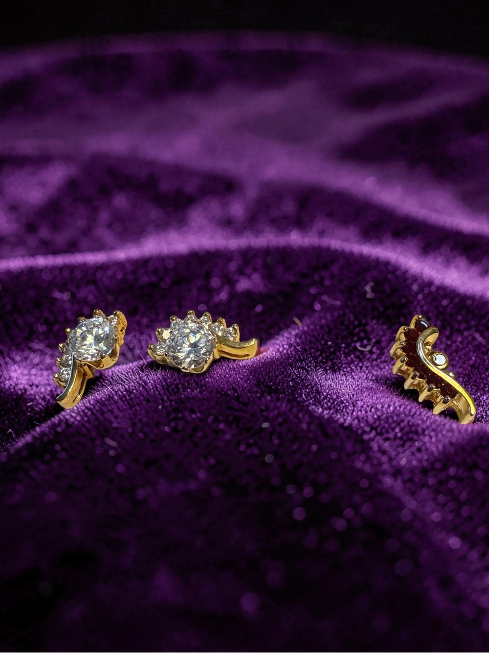 Gold Crystal Floral Ear Jacket Earrings - Elegant Gold Tone